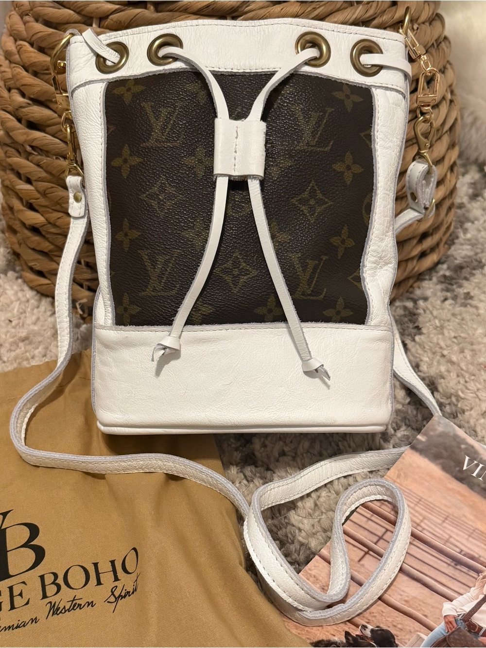 Vintage Boho Crossbody- LV Monogram Bucket